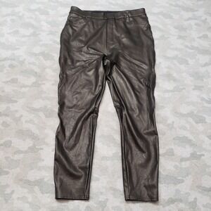 Spanx Pants Womens XL Brown Faux Leather Pockets